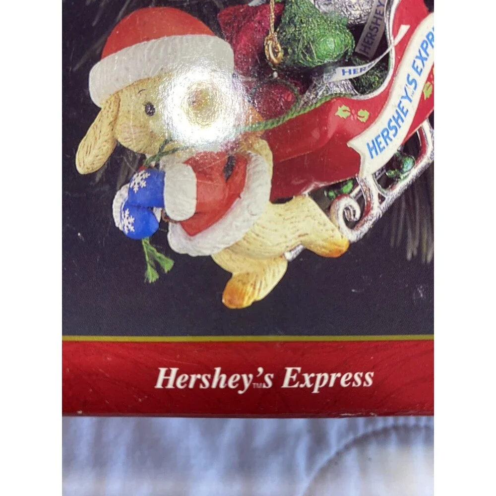 1995 Christmas Ornament “Hershey's Kiss Express” Sleigh Dog Vtg As Is